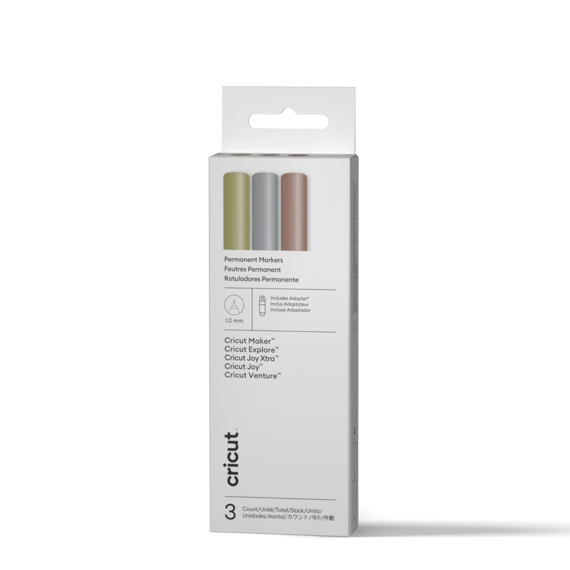 Cricut® Permanent Metallic Markers 1.0 mm, 3 ct + Adapter Gold/Silver/Copper, vista principal