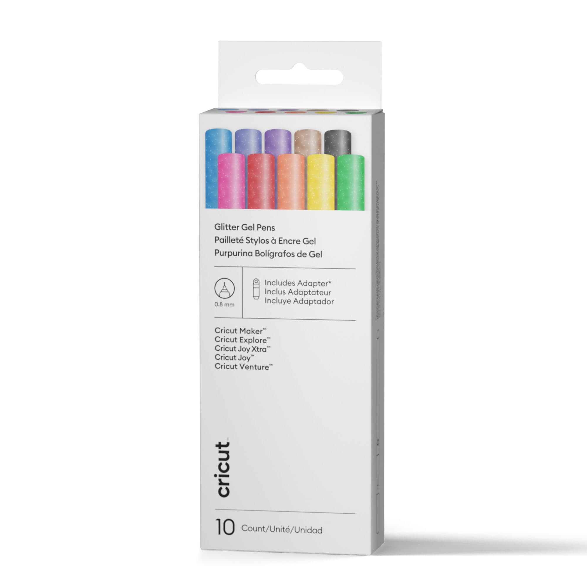 Cricut® Glitter Gel Pens 0.8 mm, 10 ct + Adapter Rainbow Sampler, vista principal